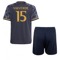 Fotballdrakt Barn Real Madrid Federico Valverde #15 Bortedraktsett 2023-24 Kortermet (+ Korte bukser)